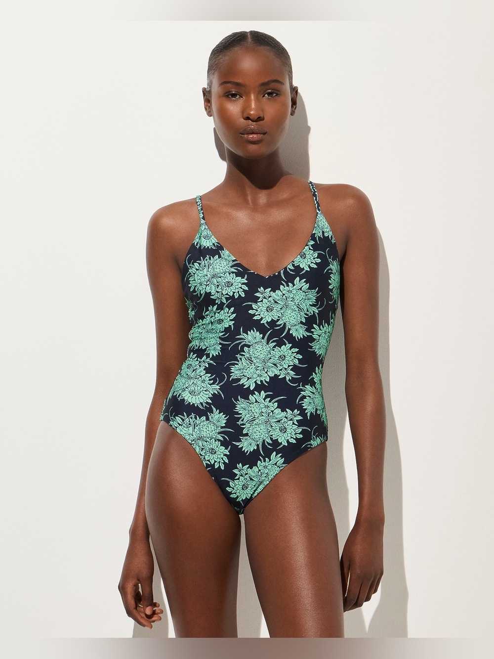 J.Crew Lana Navy Matcha Classic Sculpt One-Piece Bodysuit